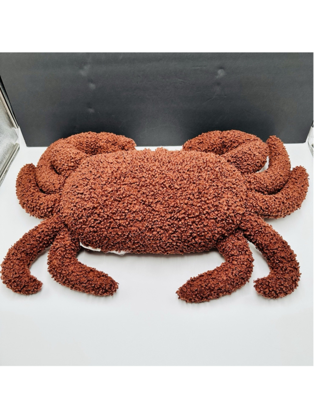 Pottery Barn Cozy Crab Pillow Textured Boucle Fabric Brown 18” X 20” Nautical - Picture 3 of 10